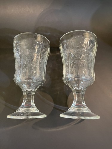 2 Indiana water goblet  glasses vintage 6 1/2 in tall  recollection clear - Picture 4 of 10