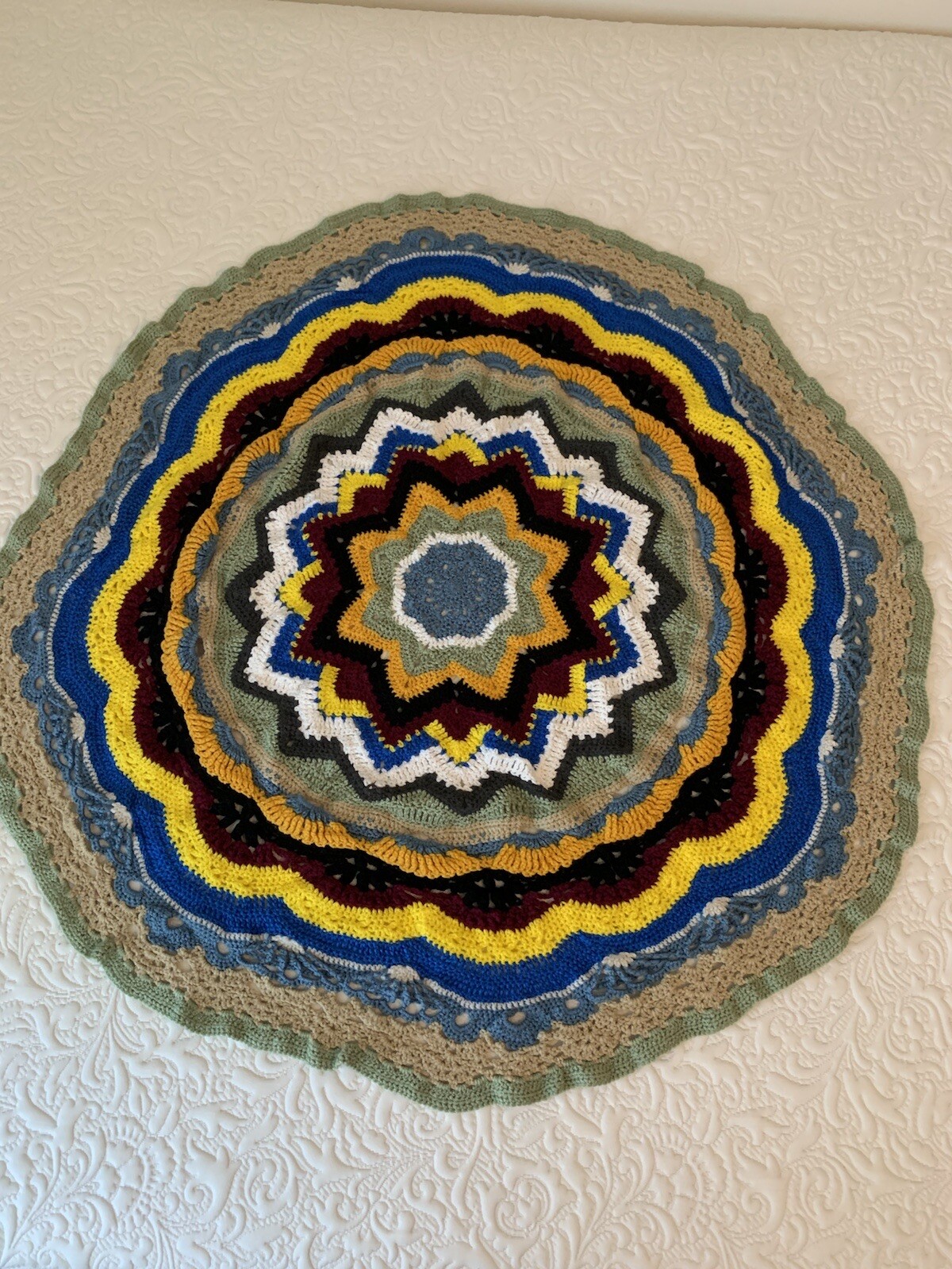 Sea Earth Tones Mandala 4&rsquo; Diameter Round Boho