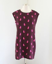 Ann Taylor Loft Womens Maroon Pink Cat Print Shift Dress Size PS SP