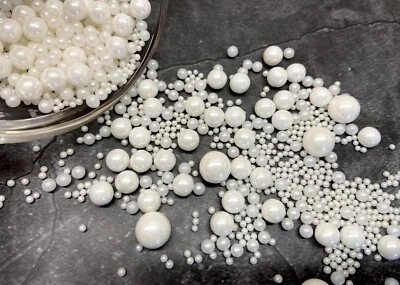 TRENDY - CAKE TOPPERS & DECORATIONS White Sprinkles Edible Pearls Sugar Balls Mix Wedding Cake & Cupcake Decoration