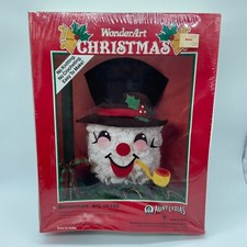 Vintage NOS WonderArt Christmas Craft SNOWMAN Project Kit Aunt Lydia  s 1991 USA