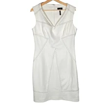 Laundry Shelli Segal Dress Women's 8 Mini Bodycon Sleeveless Pencil Ivory White