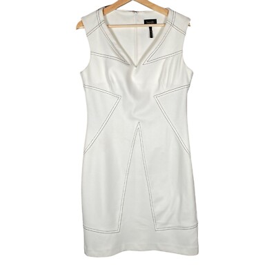 Laundry Shelli Segal Dress Women's 8 Mini Bodycon Sleeveless Pencil Ivory White
