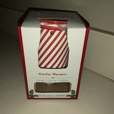 New Candy Stripe RED & WHITE Tuscany Candle Outlet Plug in Tart Oil Warmer 
