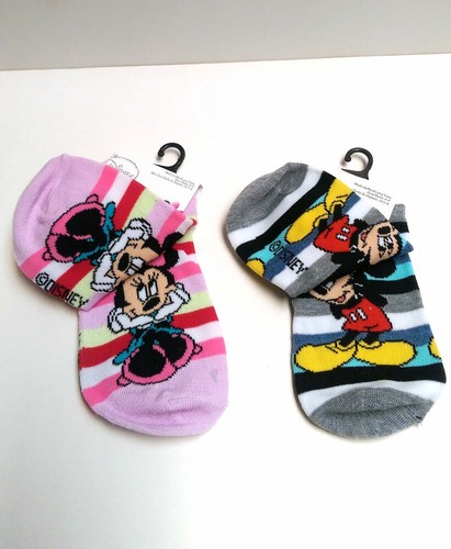 Disney Mickey Mouse Minnie 4 Pairs Kids Girls Striped Colors Socks Size 6-8 NEW - Picture 3 of 7
