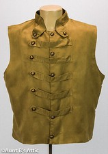 Steampunk Vest Brown Suede Like Men's Military Uniform Style Lined Costume Vest