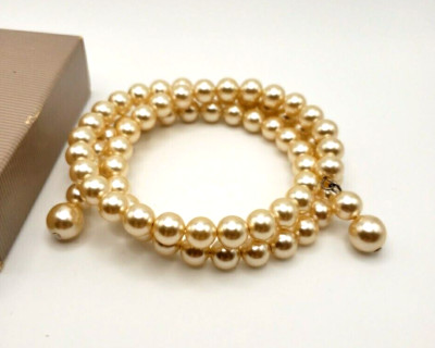Avon Vintage 1986 Pearlustre Wrap Bracelet Creamy White Faux Pearls