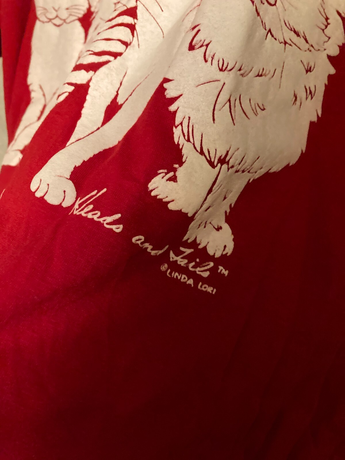 Vintage Heads and Tails Linda Lori Cat Shirt Xl red … Gem