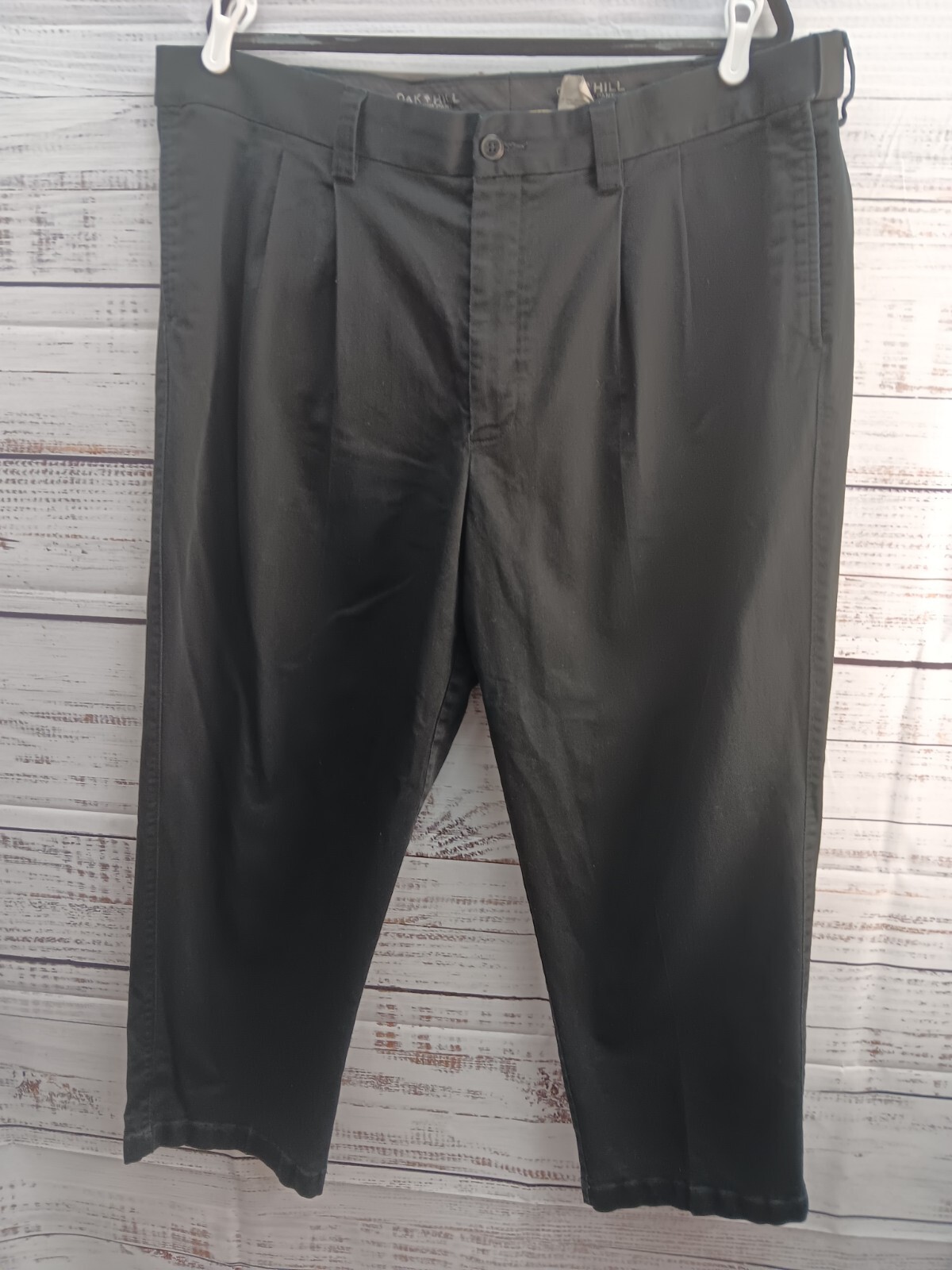Oak Hill Pants Mens Straight Size 44X28 Chino Flat Front Black