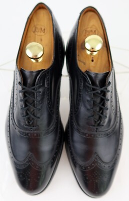 Allen Edmonds Chester Wingtip Dress Shoes Black Custom Calf Sz