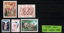 lot timbres france neufs année 1970 : 1640 1641 1648 1650 1652