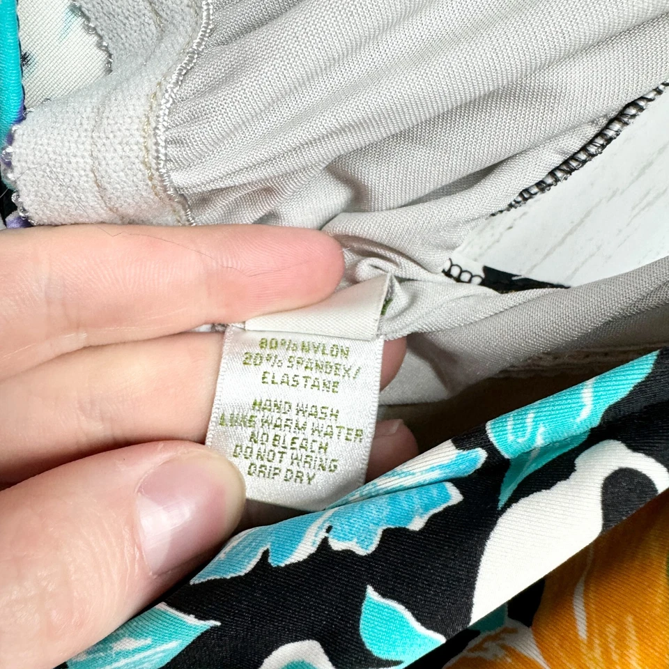 Camiseta de natación ORVIS para mujer talla 12 floral sin mangas playa verano azul neón tankini Foto 3 de 4