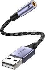 USB to 3.5Mm Jack Audio Adapter 0.65Feet/20Cm, External Sound Card Support Mic T