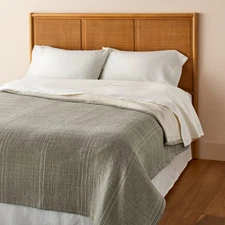 Full/Queen Microstripe Matelassé Coverlet Sage Green - Hearth & Hand