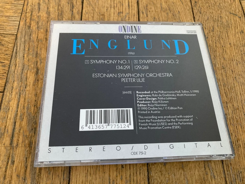 Englund: Symphonies 1 & 2 by Estonian Symphony Orchestra / Lilje (CD, 1990) Foto 3 de 3