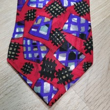 Vintage Albert Nipon Abstract Geometric Necktie Tie 100% Silk Made In The USA
