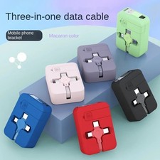 4 In 1 Retractable USB Cable Type C Micro Cable For I Phone With Charging Stand