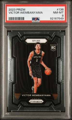 VICTOR WEMBANYAMA 2023 PRIZM ROOKIE RC #136 PSA 8 NEAR MINT 