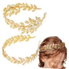 2 Pcs Greek Color Leaf Headbands Goddess Crown Bridal 1 Count Pack of 2 Gold
