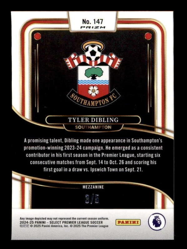 TYLER DIBLING 2024/25 SELECT PREMIER LEAGUE #147 ROOKIE EMERALD GREEN #3/5 T6564 - Image 2 of 2