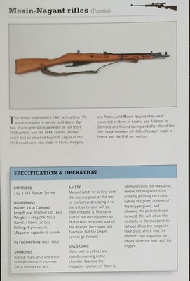 Mosin Rifle Gun Picture Out of Print Original Detail Info Sheet Article    