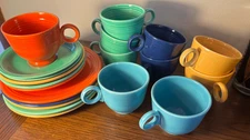 Vintage Fiestaware Ring handled Teacups Saucers Bread Plates 1940-60's - U Pick