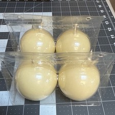 Ivory Round Shaped Ball Wax Candles 3 Inch Molca Set Of 4 Party New Old Stock
