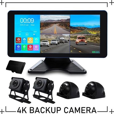 Dash Cam 4K 4CH Recording in Car DVR Camera Front Rear 10.36'' for Truck Van
