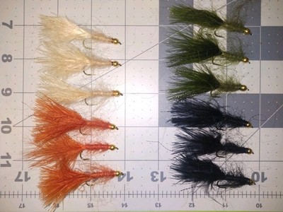 #6  Bead head mohair leech assortment. One dozen trout fly assortment 