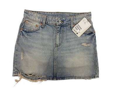 H&M Mädchen Jeansrock mit Used-Details helles Denimblau Gr. 158