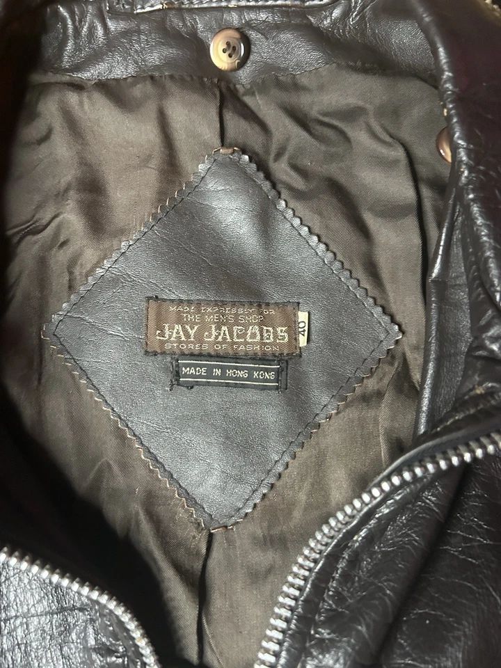 复古 20 世纪 60 年代 Jay Jacob’s 棕色皮革夹克,尺寸 S — 第 4/4 张图片