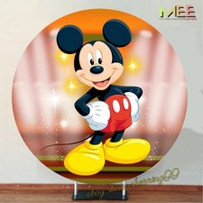 Cubierta de fondo redonda de Mickey Mouse para fiesta de cumpleaños foto fondo decoraciones