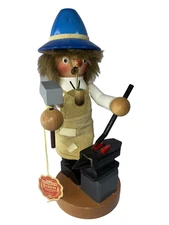 Blacksmith Steinbach Wood  Smoker Incense VTG German 10“ i Anvil Hammer Blue Hat