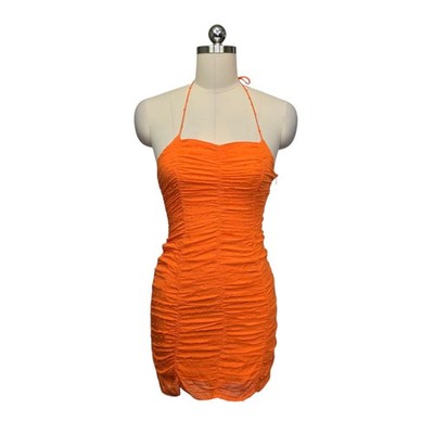 hello molly halter dress NWT Burst Of Colour Orange Ruched Swiss Dot Mini Sz XS YGroup_colourway-anotherworld
