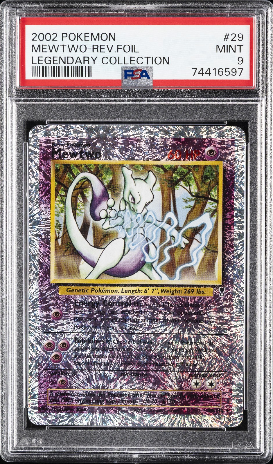 2002 POKEMON LEGENDARY COLLECTION #29 MEWTWO-REVERSE FOIL PSA 9