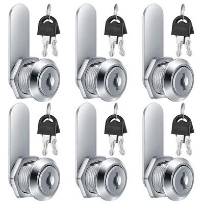 6 Piece Cam Lock File Cabinet Cylinder Lock 5/8 Inch Keyed Alike Lock