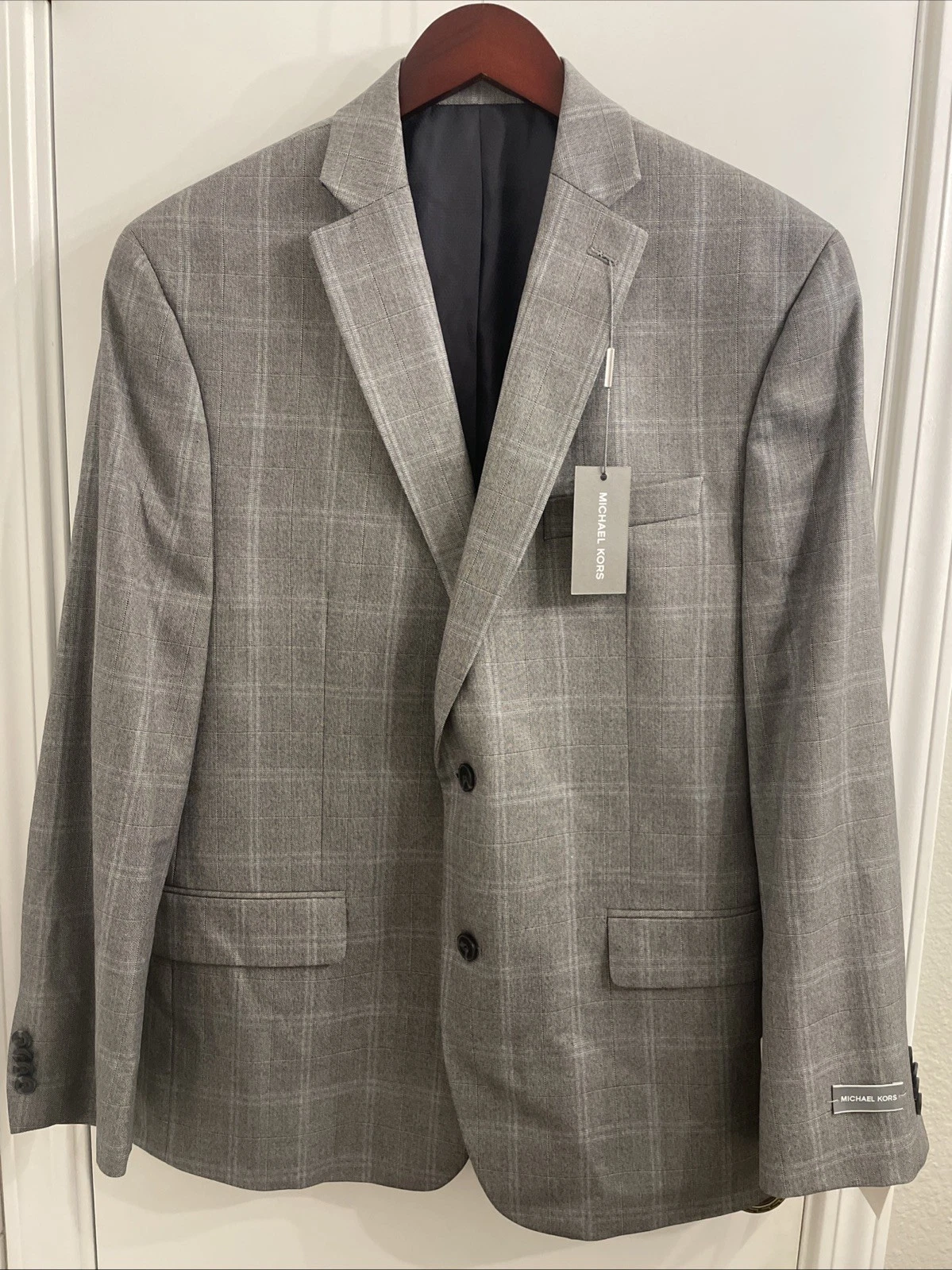 Cappotto sportivo blazer uomo Michael Kors Kelson nuovo con etichette ~ vestibilità moderna grigio 44R