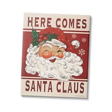 Here Comes Santa Claus Smiling Vintage Canvas Wall Art, Design by 30L" x 40W"