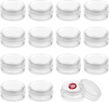 15x Small Jewelry Display Boxes Round Gemstone Holder Case with Clear Lids