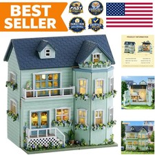 Charming Warm Manor DIY Miniature House Kit with LED Lighting for Adults  Teens