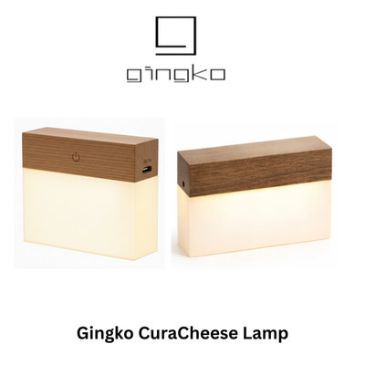 Schreibtischlampe mit USB LED CuraCheese Gingko Palmengroße Leuchte Holzsockel