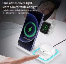Waitiee Wireless Charger 3 in 1 15w Fast Charging Station for Apple iWatch.