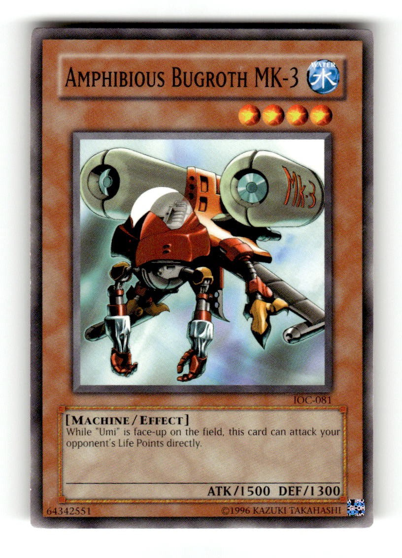 Amphibious Bugroth MK-3 IOC-081 YuGiOh Invasion of Chaos trading card — raw and PSA graded price guide