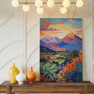 Wall Art Tropical Paradise Canvasvibrant Jungle Landscape & Sunset