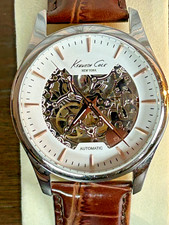 Orologio Uomo Kenneth Cole New York Scheletro Automatico Pelle Marrone - Funzionante