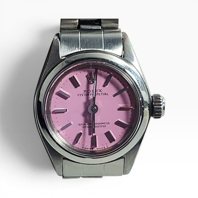 Rolex Oyster Perpetual Ladies Candy Pink Dial Steel Watch 6618 Circa 1966