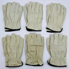 PIP 70-300 Drivers Work Gloves Size Large Pigskin Leather Straight Thumb 6 Pairs