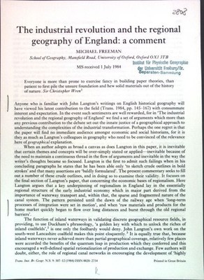 The industrial revolution and the regional geography of England: a comment. Free
