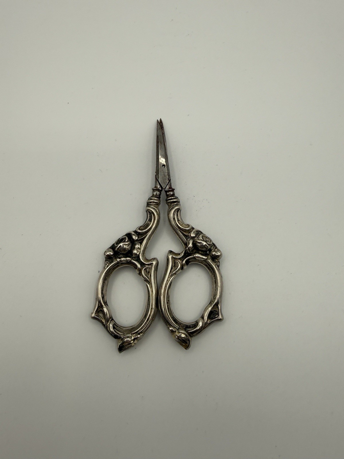 RARE Antique Krusius Germany Sterling Silver Rose Scissors - SOLINGEN - REPAIR