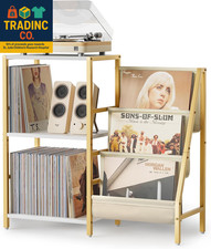 Record Player Stand, Turntable Stand with 3-Tier Vinyl Record Storage, Record Pl